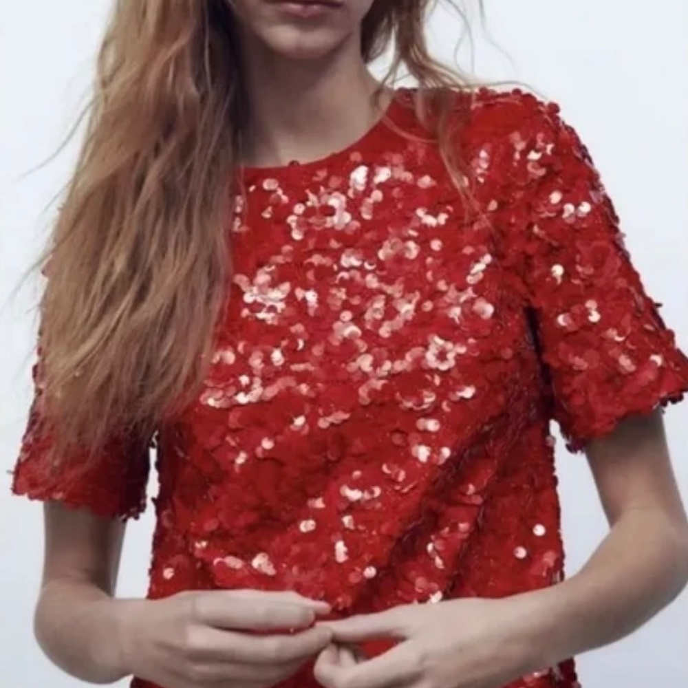 Zara red sparkling dress (Large) - Picture 4 of 4
